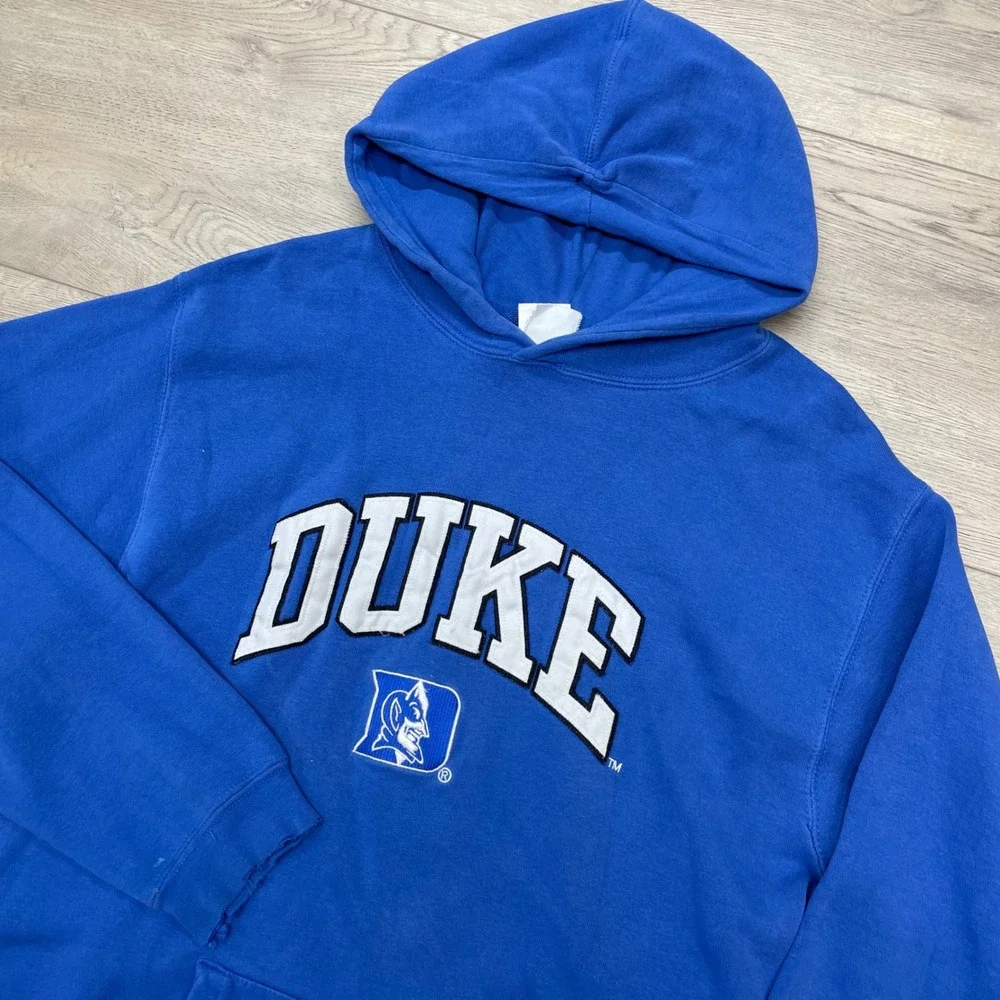 Adidas Duke Mens L Blue NCAA Blue Devils Embroidered Pullover Sweatshirt FAIR